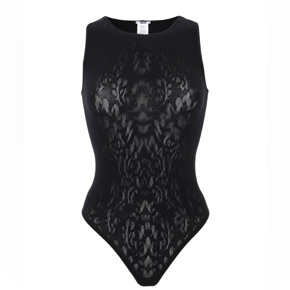 Neiman Marcus Tops - Wolford luxury brand , celeb style semi sheer lace bodysuit, Neiman Marcus